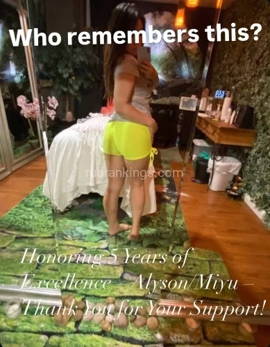 San diego BodyRubs Offered By (619)512-2835 | Bodyrubs (619)512-2835 is asianand offers nuru massages, asian massage, bodyrubs in San diego and available for incall on rubrankings Hi, I’m Miyu ♡ If we’ve already met, please save my number—I'm not always active online. Feel free to reach out to me directly if you don't see my post. If you're new here, welcome! I'm so excited to meet you. To ensure a safe and enjoyable experience for both of us, I ask that all new guests complete my introductory screening form just once. I am selective with my time and only see respectful, well-mannered gentlemen. When reaching out, text me with the following:
Hi Miyu, my name is: _____ (what should I call the cutie I’m talking to?)
I'm interested in: _____ (service)
Preferred date/time: _____
Provider reference: I’ve seen ____. (Please send a link to her ad)
(If you don’t have references, alternate screening options are available)
✨ Offerings
I have three rooms designed for different experiences. Choose the service you desire so I can prepare accordingly. Each room is unique. Try them all—you might discover your new favorite... is Miyu! :D 🎊
🧖♀️ FBSM — Full Body Sensual Massage (Upstairs Spa Room)
Includes sensual touch, professional-grade massage, and hand relief. 60 min – 200
NEW: Miyu's massage table can now switch to Milking Table & Bondage. Please let me know your preferred setup before your appointment so I can prepare everything in advance
🥛 1 hour milking challenge (choose MSOG or Edging) — 300
👠 Foot Worshipping Dom Session (MmMmm…Yummy!) 🍭 🦶
🍦Bedroom Experience (CA King🛏️ )
A sensual, intimate session. If you’re feeling more adventurous, check out my bondage sessions below.
30 min – 200
45 min – 260
60 min – 300
90 min – 400
2 Hr — 600
⛓ Bondage on my 🛏️ (All consensual and tailored to your comfort) Pegging /Toy Play Optional – View my photos to select your preferred toys
30 min — 260
60 min — 360
💦 Real Japanese Nuru: 45 min 400 or 60 min 500 (more details at https://tryst.link/massage/alyson-miyu)
Hope you’re ready for me 💋